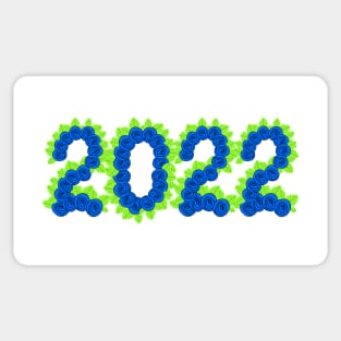 2022 formed with blue roses and green leaves Sticker